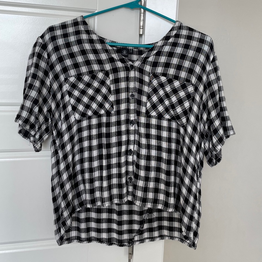 Volcom Women’s Black & White Plaid Blouse